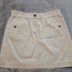 J Crew White Cotton Classic Twill Chino Skirt